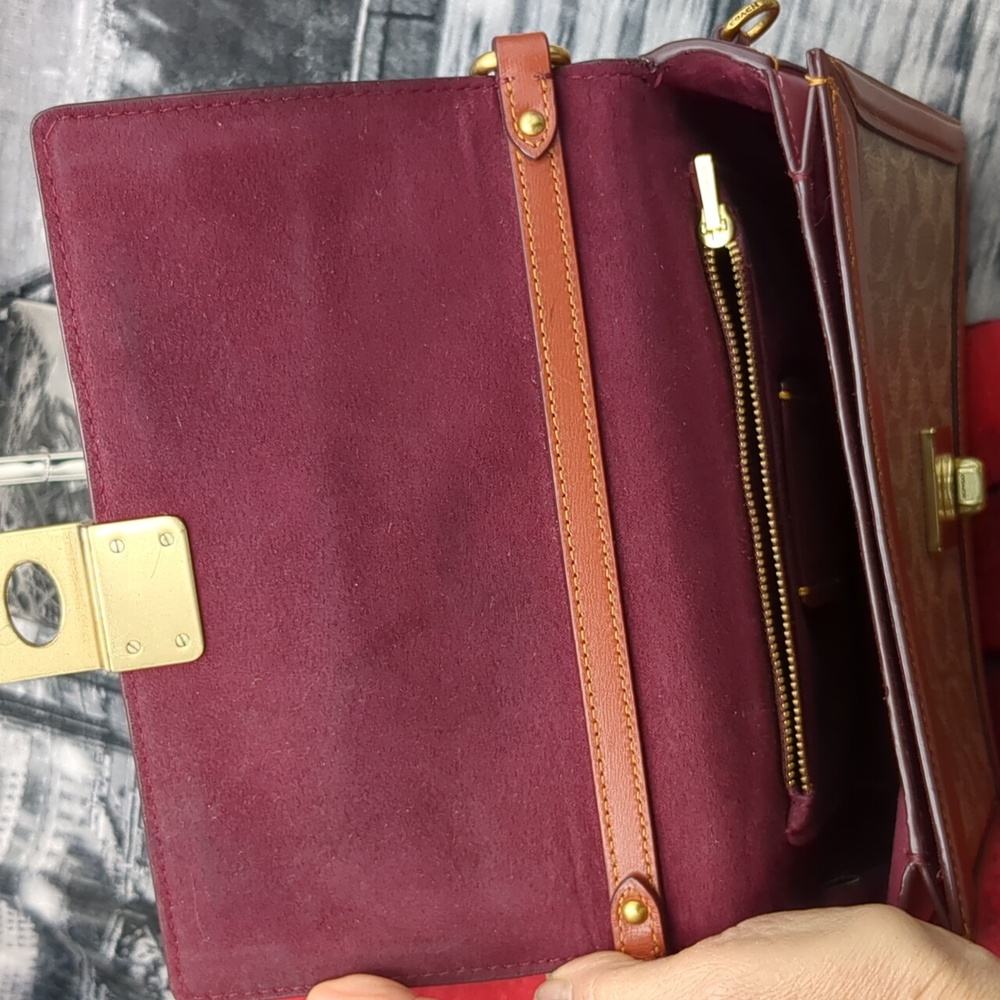 Coach Hutton Shoulder Bag Color Block Canvas & Leather - Picture 11 of 15